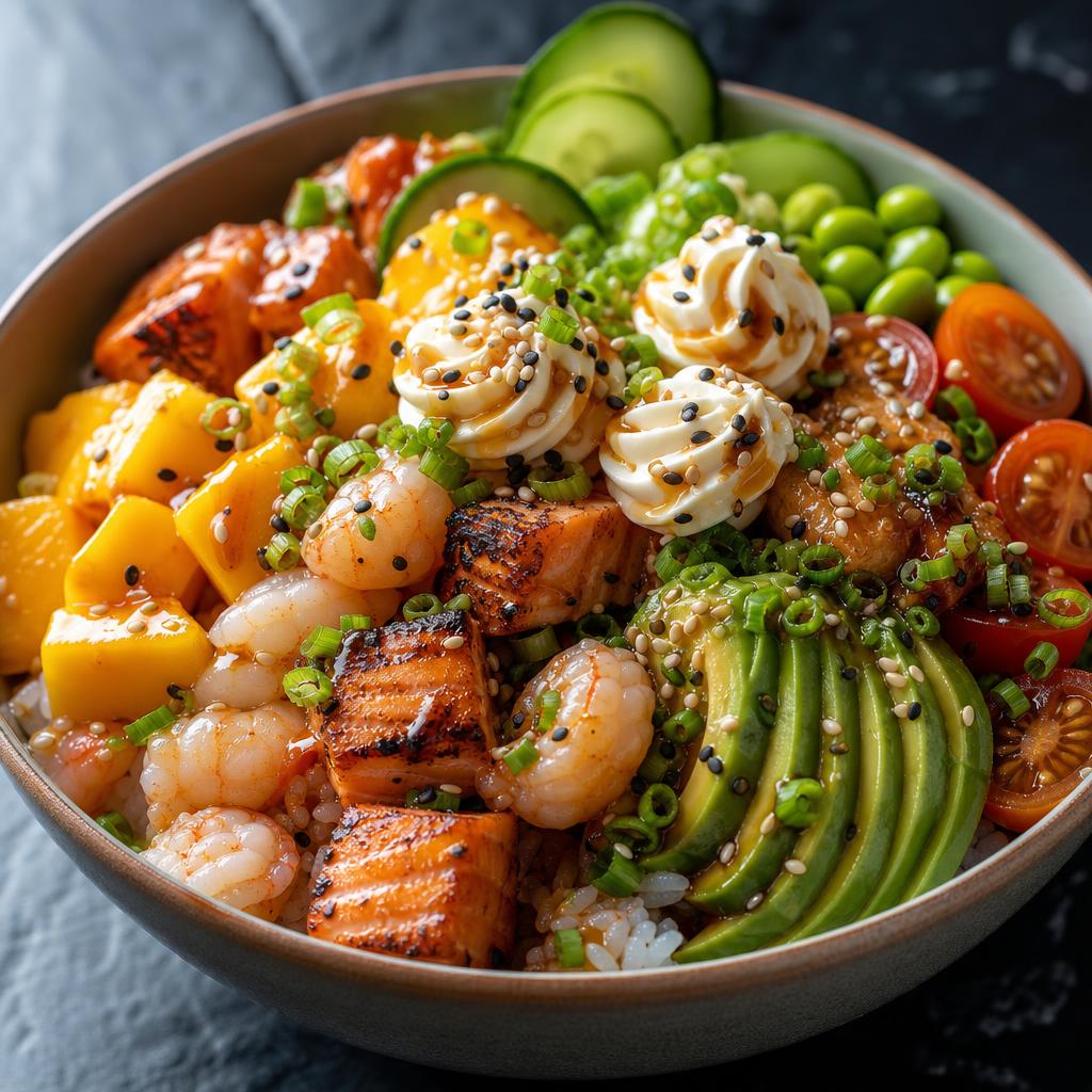 Poke Salmão e Camarão